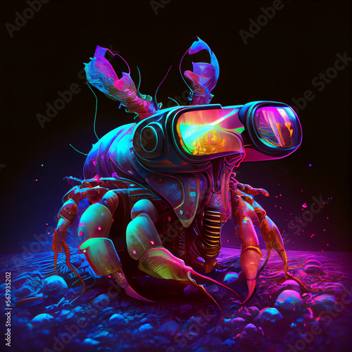 Mantis Shrimp Robot Cyberpunk Style. Generative Ai