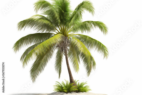 Isolated coconut tree on a white background. Generative AI