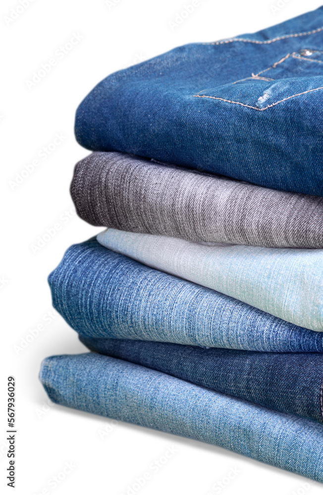 Stack of blue textile jeans Stack of blue textile jeans