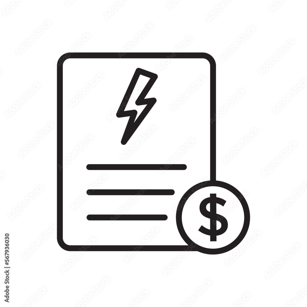 Electricity bill pixel perfect linear icon