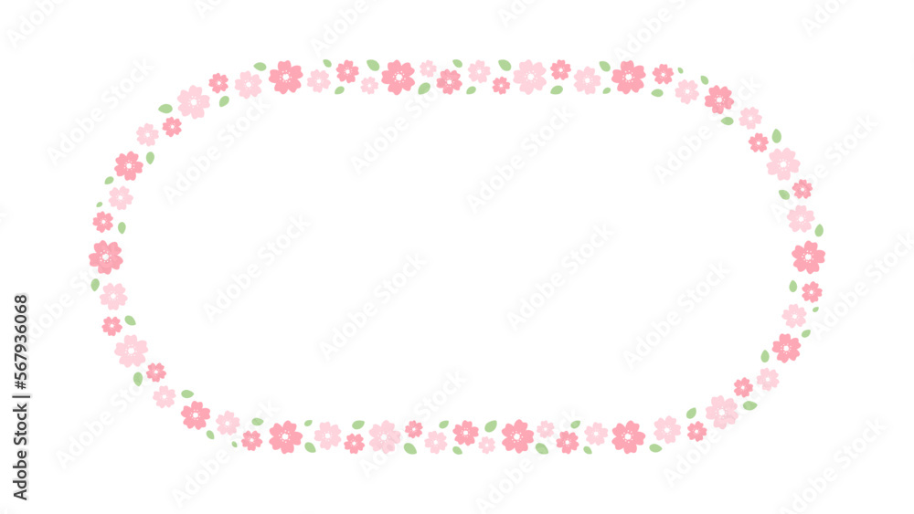 Cherry Blossom Simple Minimal Frames. Long Oval Floral Border. Cherry Blossom Simple Minimal Frames. Long Oval Floral Border.
