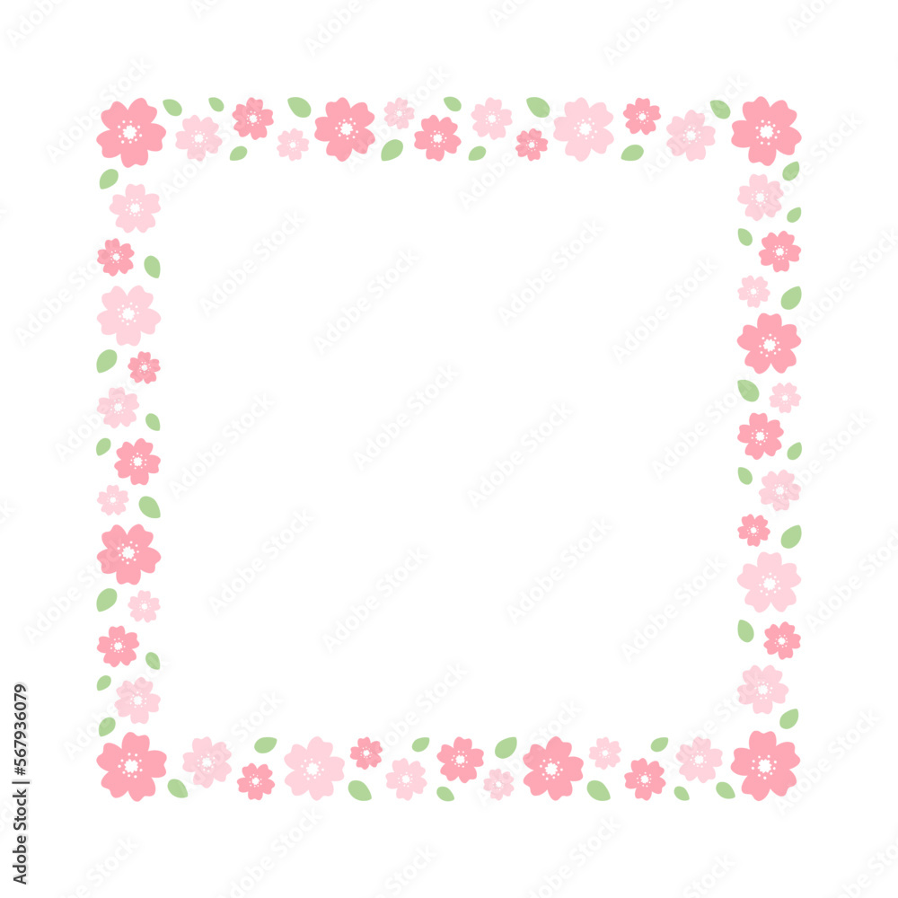 Cute Square Sakura Cherry Blossom Frame