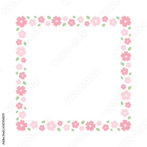 Cute Square Sakura Cherry Blossom Frame © Aletheia Shade