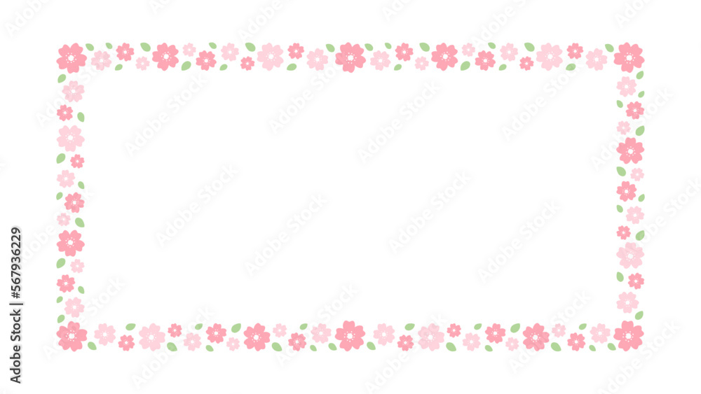 Cherry Blossom Frames. Long Rectangular Floral Border.