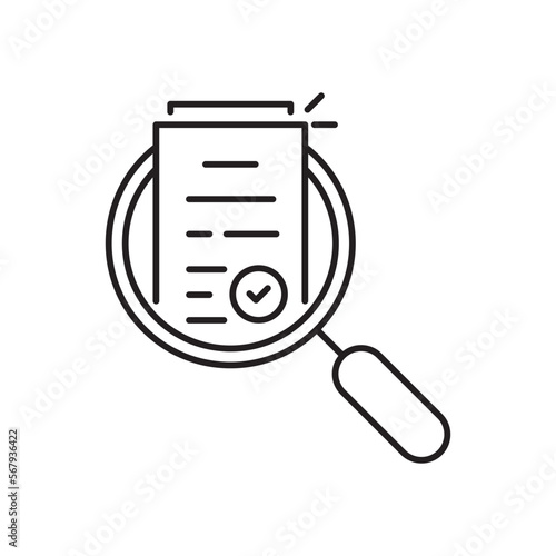 linear evaluate result icon like assess report. stroke trend modern assesment logotype graphic lineart design isolated on white. concept of analyze project or market regulatory or bank statement list