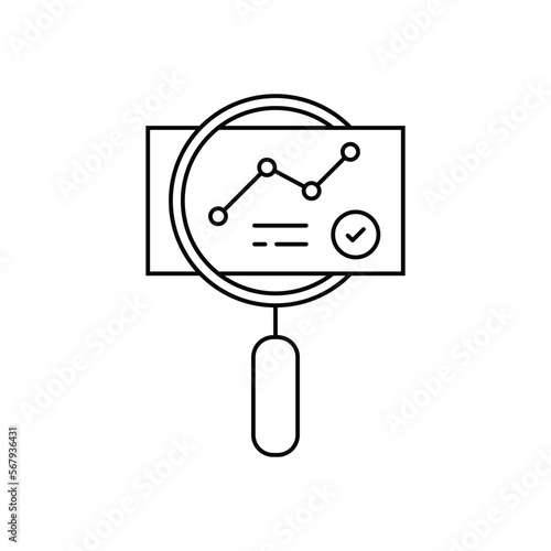 thin line quality control icon like audit validity. concept of key performance indicator or business visualisation. linear trend graphic stroke design lineart logotype web element isolated on white