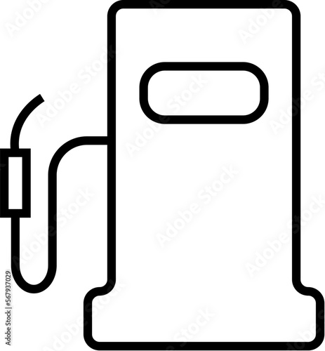 Gas Station Isolated Line Icon. Editable stroke. Vector sign for adverts, stores, shops, articles, UI, apps, sites. Minimalistic sign drawn with black line