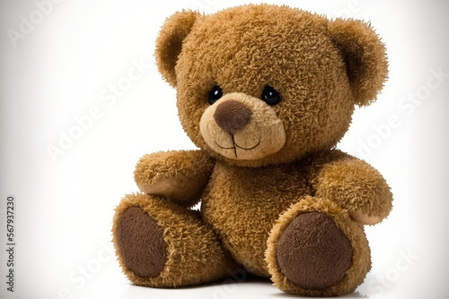 Teddy bear that is cute, isolated on a white backdrop. Generative AI