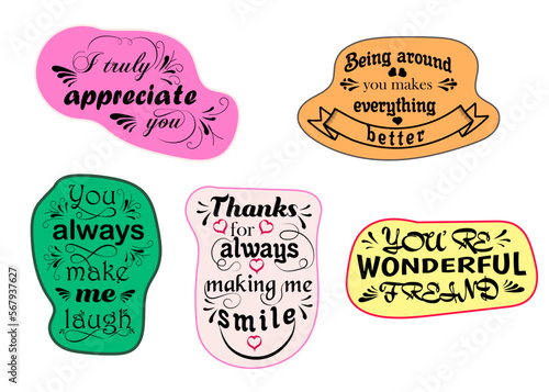 set of compliment phrases lettering