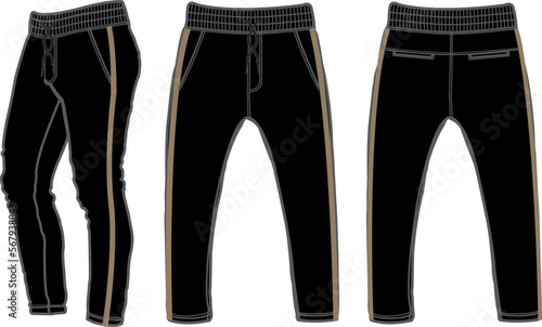 Sport suits design template, outdoor sports waist elastic drawstring