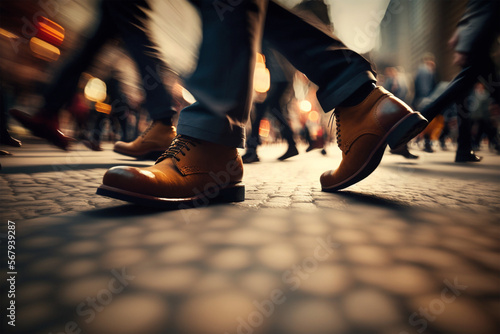Pacing the City Streets: The Busy Rhythm of Feet Walking (AI Generated)