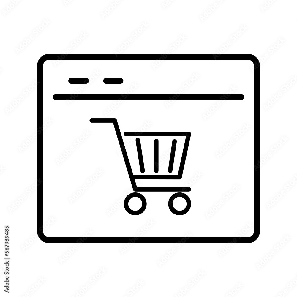 outline SEO website e-commerce shopping cart vector icon illustration outline SEO website e-commerce shopping cart vector icon illustration