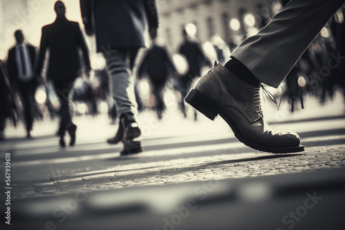 Pacing the City Streets: The Busy Rhythm of Feet Walking (AI Generated)