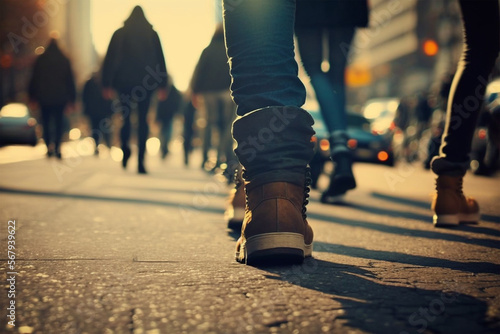 Pacing the City Streets: The Busy Rhythm of Feet Walking (AI Generated)