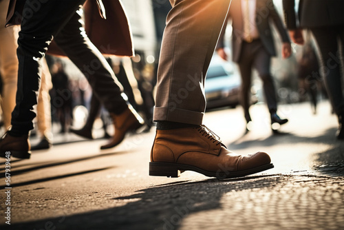 Pacing the City Streets  The Busy Rhythm of Feet Walking  AI Generated 