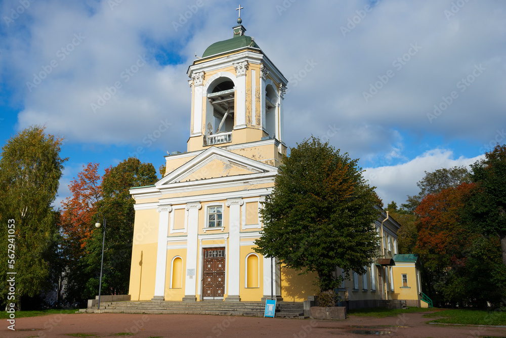 Saints Peter and Paul Lutheran Church on a sunny October day. Vyborg. Leningrad region, Russia