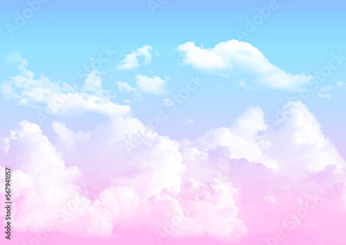 Abstract sky background with sugar cotton clouds