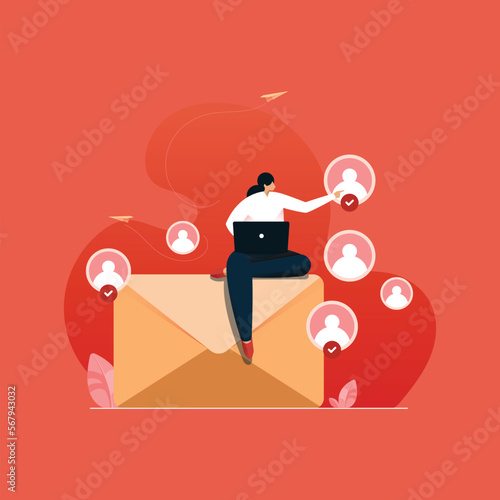 Email Marketing service, Newsletter Subscription and business Digital Online Promotion illustration