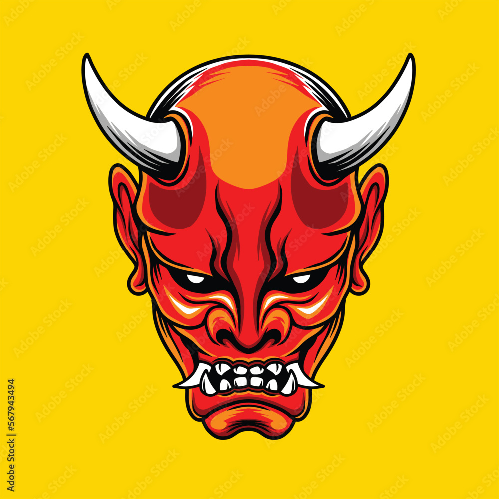 Fototapeta premium oni mask japan vector
