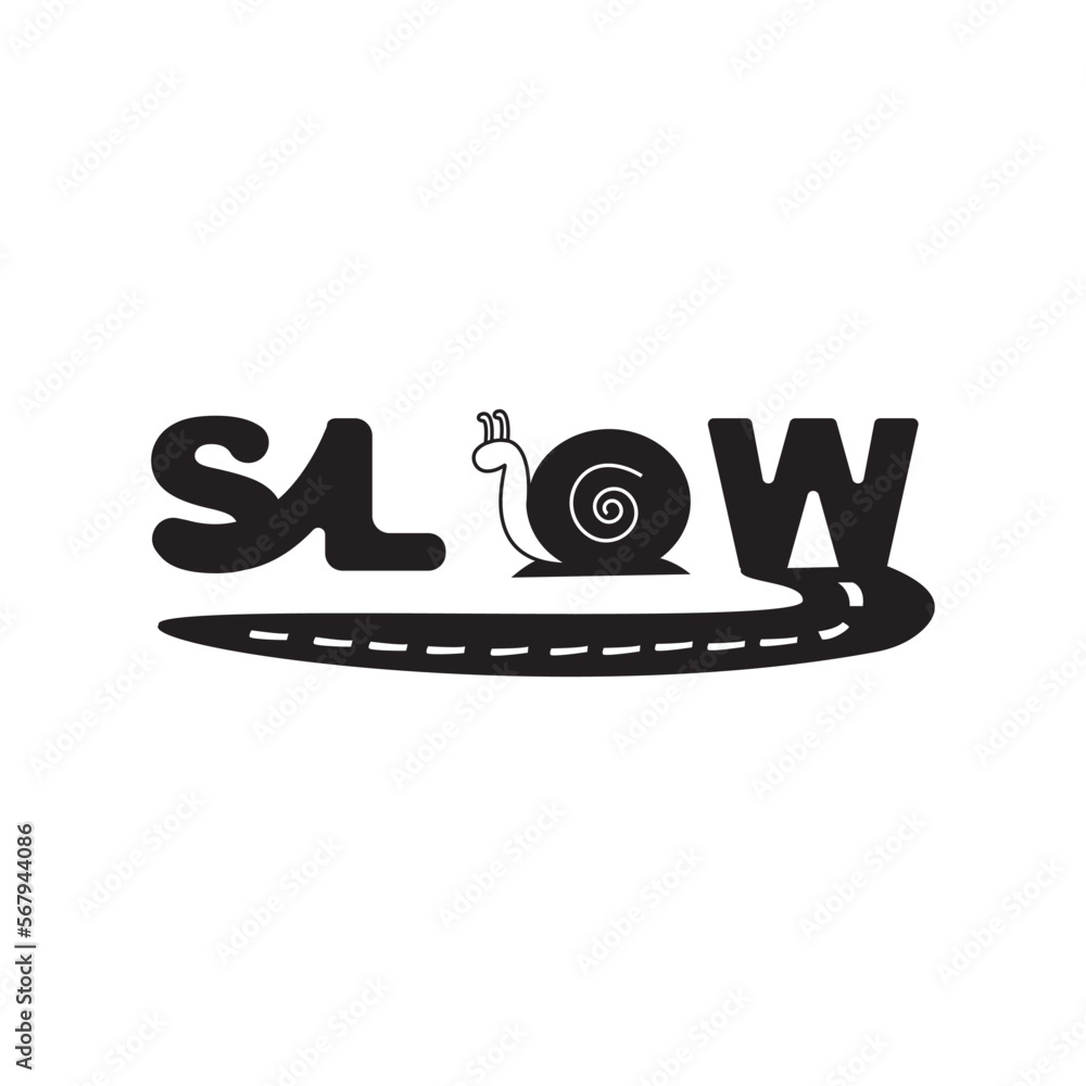 letter slow with snail logo illustration.