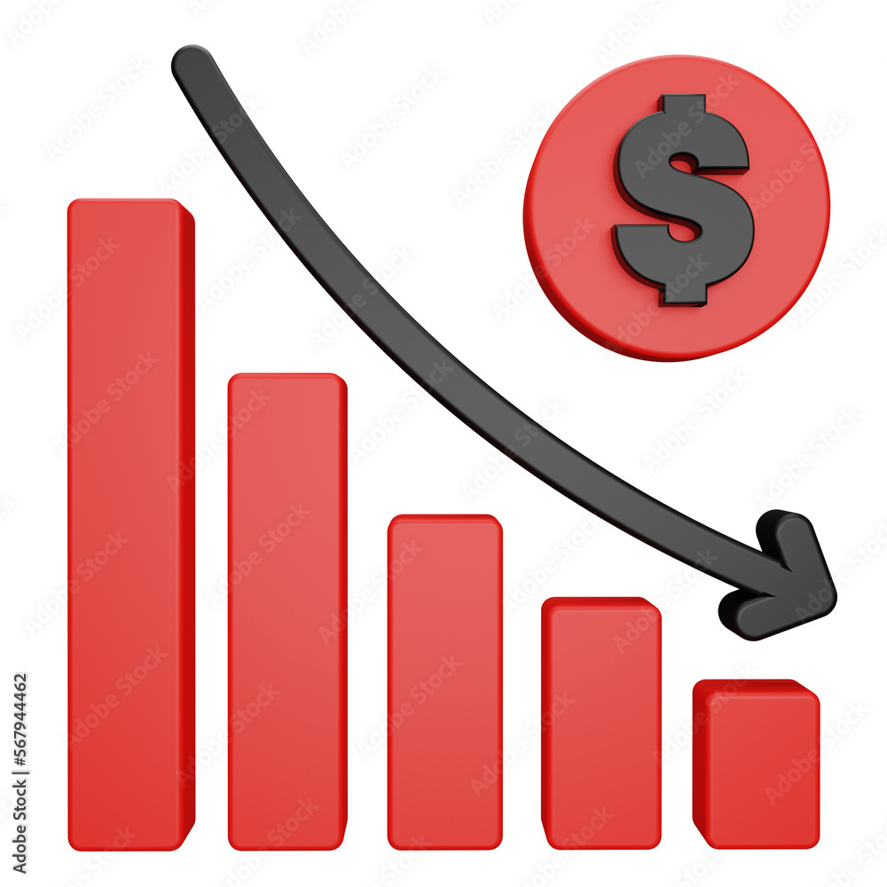 crisis graph with dollar coin crisis graph with dollar coin