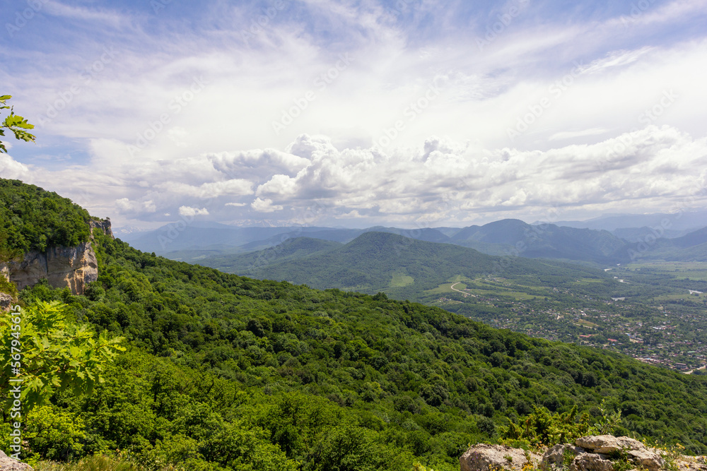 Obraz premium Summer, mountainous terrain, hiking trails running through the park, a place for walking and recreation.