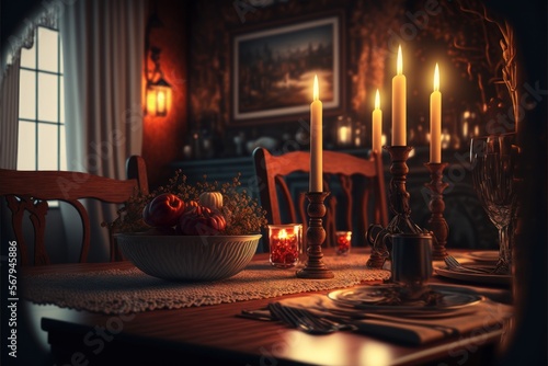 Romantic Candle Dinner At Murderer'S Hideout (generative AI)