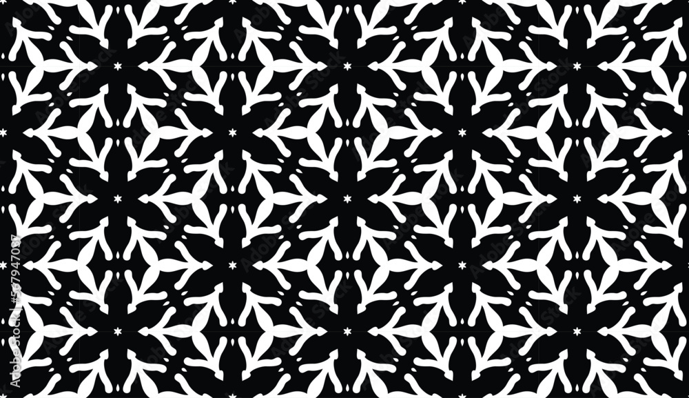 Black and white abstract floral seamless pattern Black and white abstract floral seamless pattern