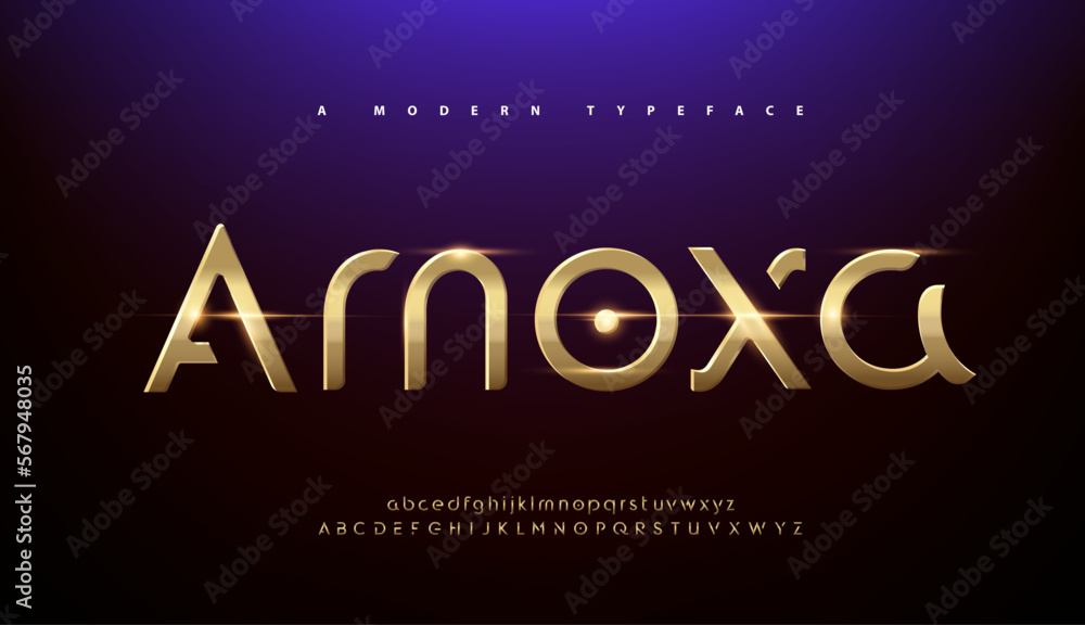 Sport Modern Alphabet Gold Font. Typography 3D urban style