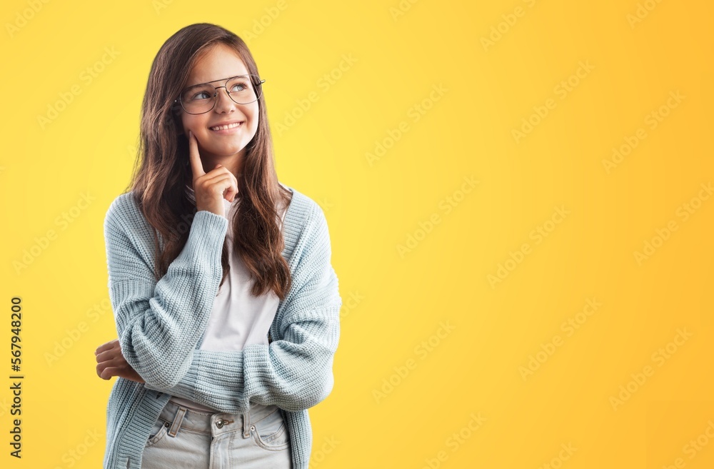 Beautiful young girl dreaming, creating idea. Beautiful young girl dreaming, creating idea.