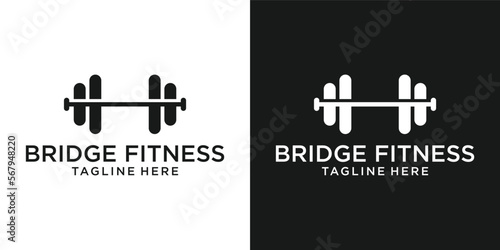 logo design fitness with bridge simple combined