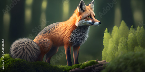 fox in nature, beautiful illustration for stories and books children's illustration, digital illustration © Demencial Studies