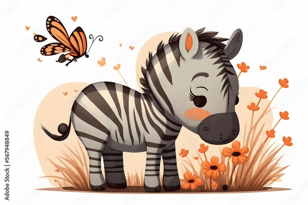 Fototapeta zebra children's illustration
