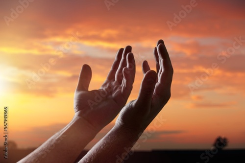 Human hands worship. Catholic Christian Religion