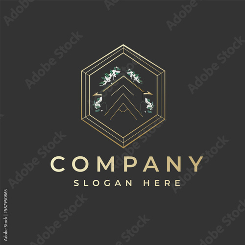 Geometry Shape Home Logo golden effect