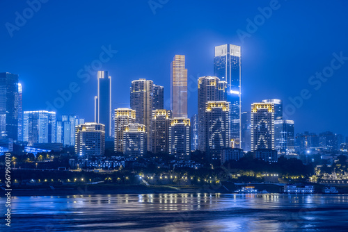 Night view of Jiangbeizui CBD, Chongqing, China