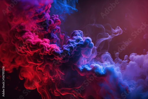 red and blue smoke.Generative Ai