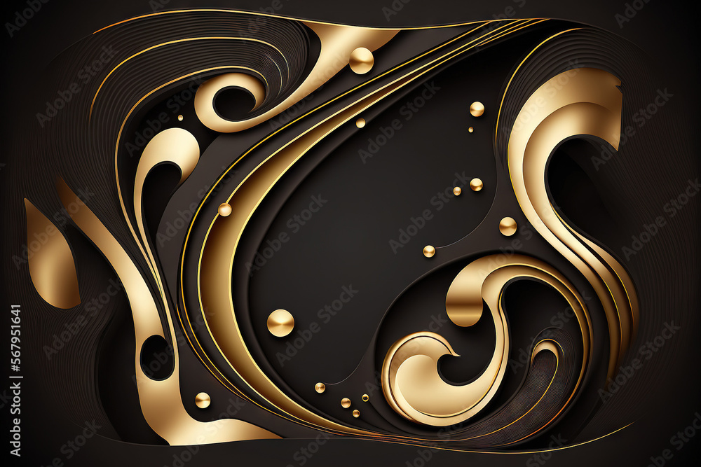 Abstract Luxury Black Gold background. Generative AI Stock Illustration