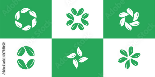 logo design leaf simple modern set template