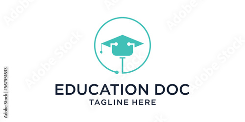logo design doctor with student,education simple template