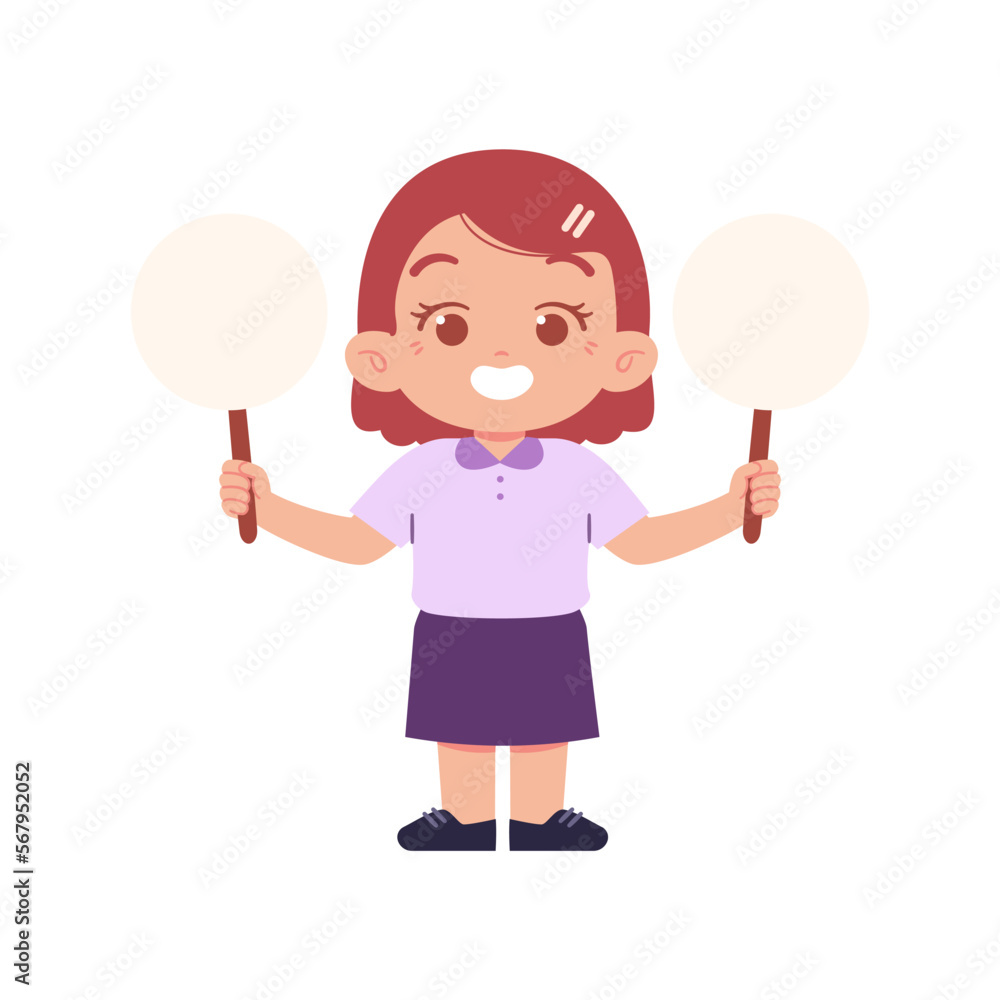 Elementary School Girl Kids holding empty banner Elementary School Girl Kids holding empty banner