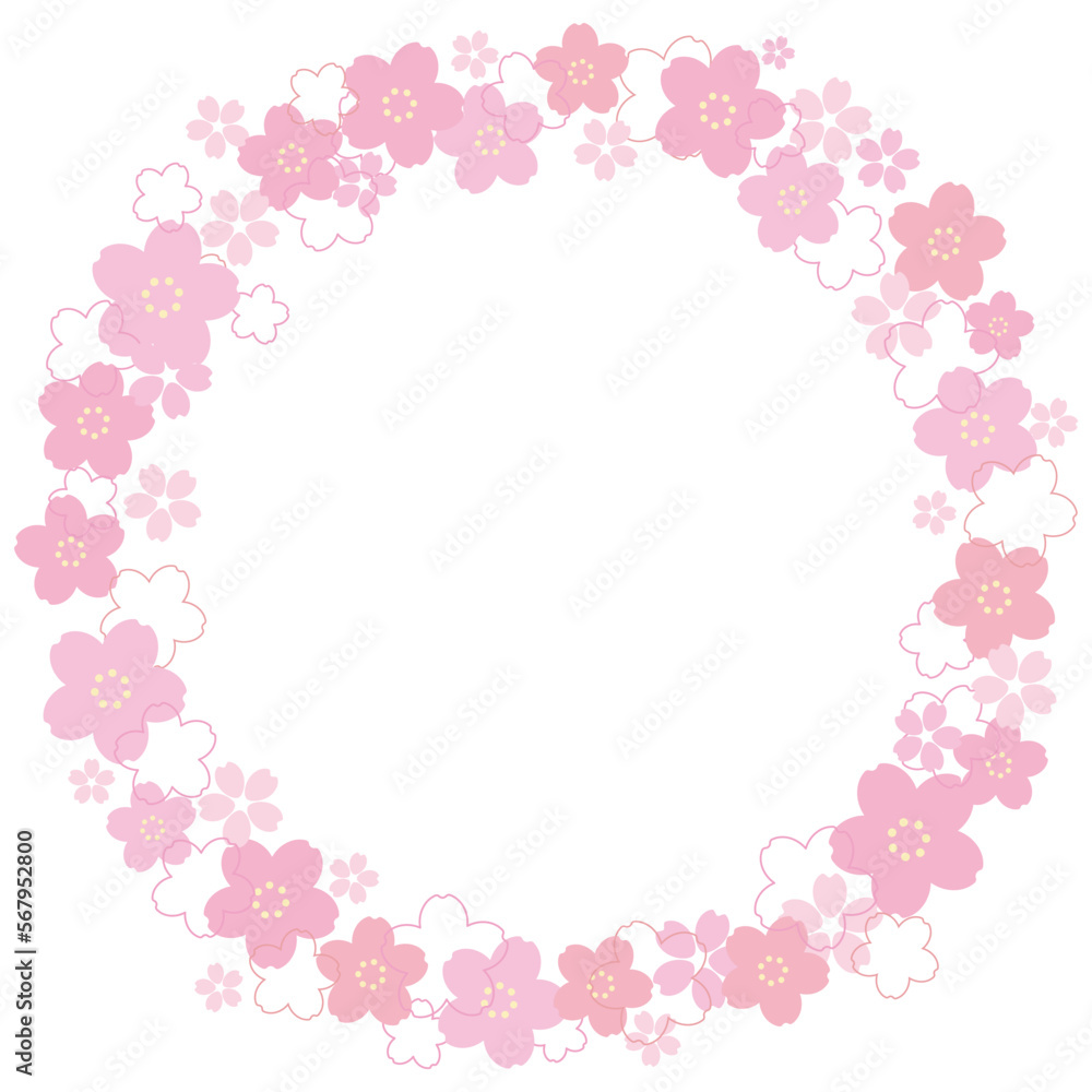 かわいい桜の花の円フレーム