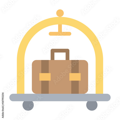 luggage cart flat icon