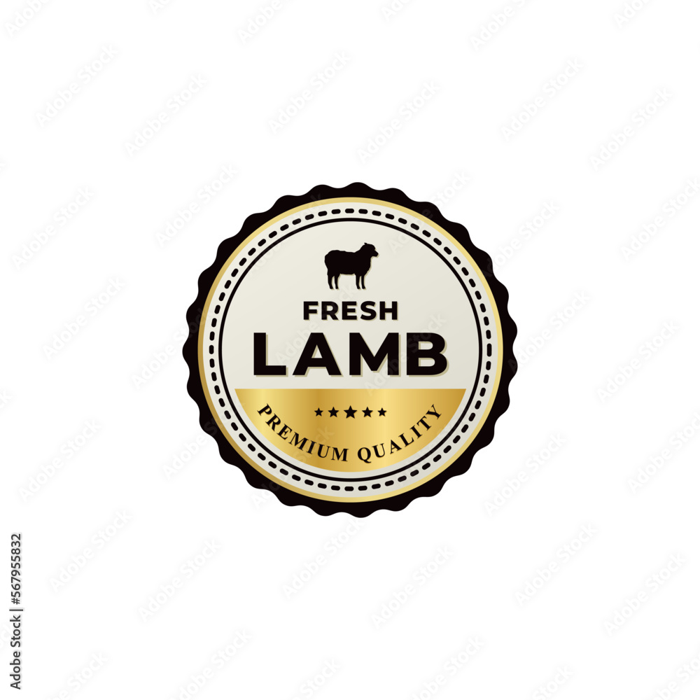 Fresh Lamb Seal or Fresh Lamb Label Isolated on White Background. Simple display of sheep farm logo or for premium quality lamb meat company logo. Fresh Lamb Stamp Vector.