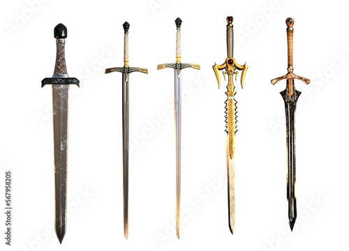 Фотография 3d render, set of swords