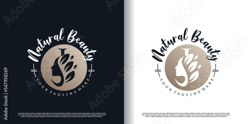 letter logo j with nature beauty concept design premium vector