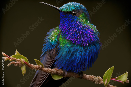 The hummingbird species known as the sparkling violetear (Colibri coruscans) is one. It is prevalent in the Andes and other major portions of the northern and western South American highlands photo