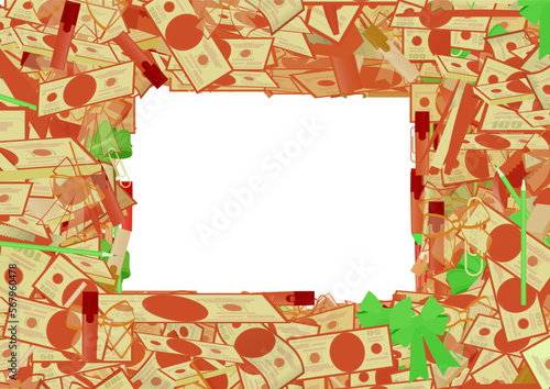 Background pattern abstract design texture. Border frame, transparent background. Theme is about cash, banking, embellishment, bureaucracy, employee, financial, ribbons, earn, rich, banknote