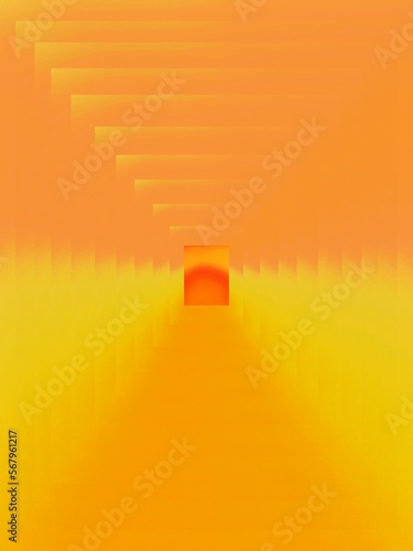 Optical illusion 3d orange wall frame abstract illustration background 