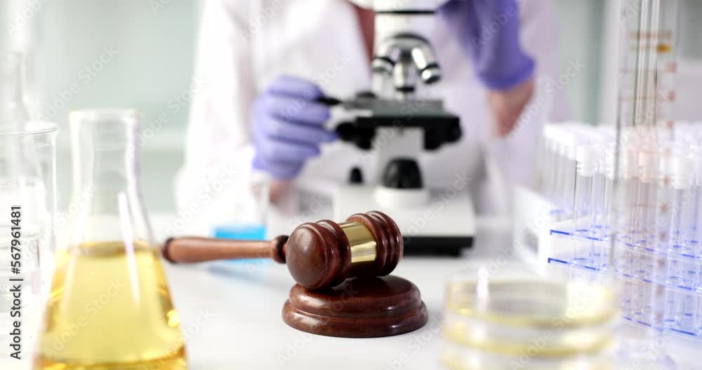 Forensic examination and laboratory examination of evidence on microscope Forensic examination and laboratory examination of evidence on microscope